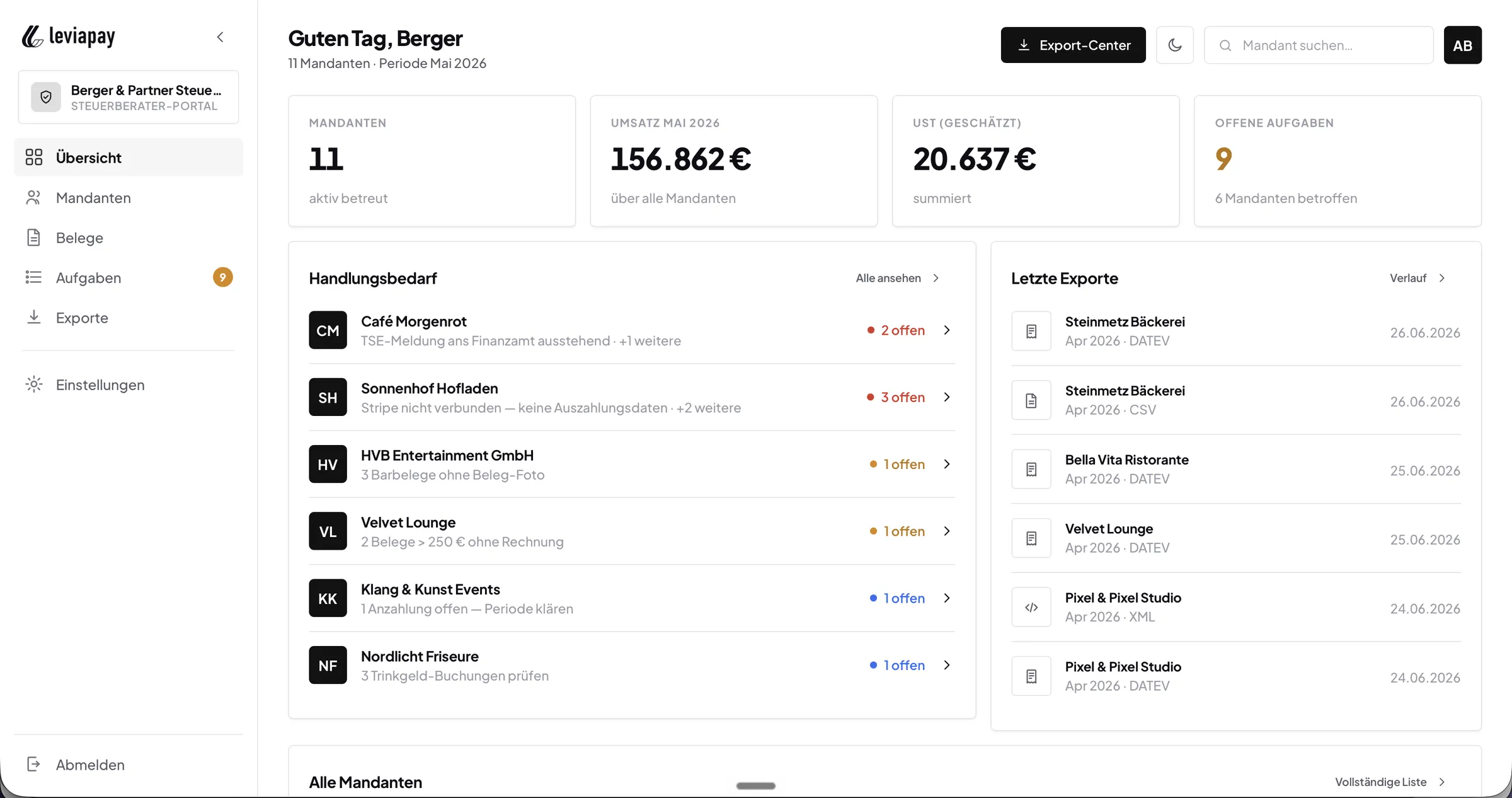 Steuerberater-Portal Screenshot