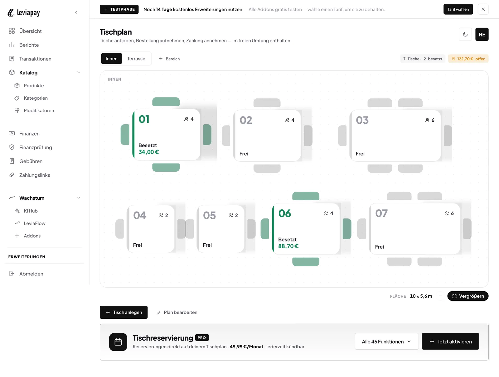 LEVIAPAY Tischreservierung — Tischplan (Basis)