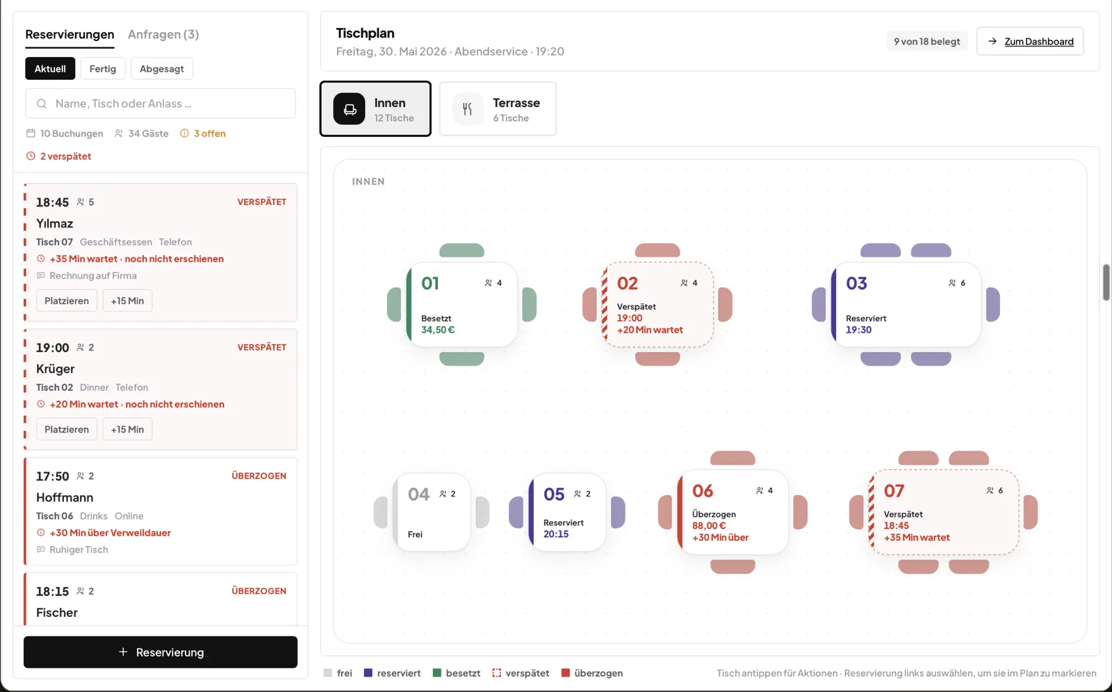 LEVIAPAY Tischreservierung — Tischplan